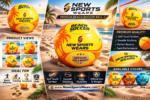 Side angle view of premium beach soccer ball with high visibility design on sandy beach