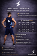 Men’s netball uniform size guide chart New Sports Wears