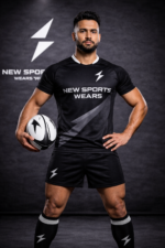 Breathable moisture-wicking fabric detail of rugby uniform kit