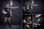 Custom women rugby uniform front view by New Sports Wears manufacturer