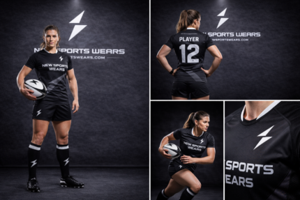 Custom women rugby uniform front view by New Sports Wears manufacturer