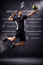 Men’s volleyball uniform action spike photo shoot – performance sportswear