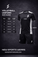 Volleyball uniform size guide chart – chest and length measurements