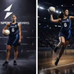 Female athlete wearing custom netball uniform for women during indoor match