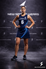 Custom netball uniform for women navy blue front view New Sports Wears