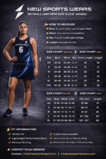 Netball uniform size guide women New Sports Wears measurement chart