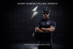 Men short sleeve cycling jersey black aero fit front view by New Sports Wears
