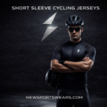 Men short sleeve cycling jersey black aero fit front view by New Sports Wears
