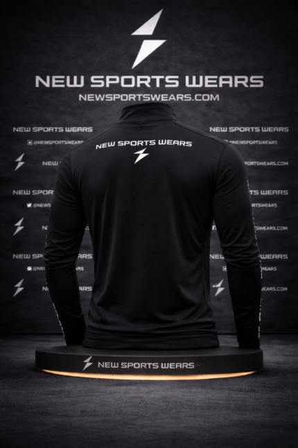 Black premium golf quarter zip pullover by New Sports Wears golf apparel manufacturer