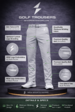 Light grey performance golf trousers athletic fit custom golf pants