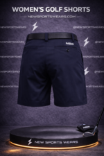 Women golf shorts back view with custom logo embroidery