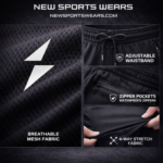 black football practice shorts breathable athletic training shorts