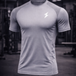Men compression t shirt back view athletic performance gym wear