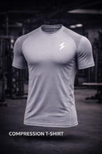 Men compression t shirt back view athletic performance gym wear