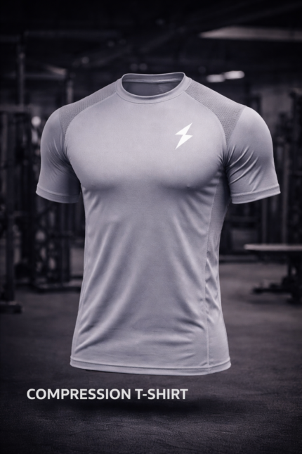 Men compression t shirt back view athletic performance gym wear