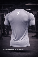 Breathable mesh fabric men compression workout shirt close up detail