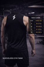 Men sleeveless gym tank back view athletic cut performance gym wear