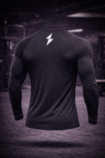 Men long sleeve gym shirt back view athletic performance fit