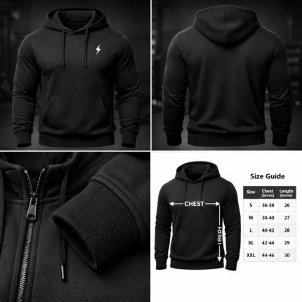 Men gym hoodie front view athletic slim fit workout hoodie