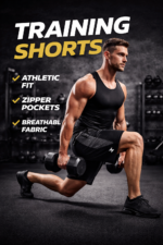 Men training shorts front view athletic fit gym workout shorts