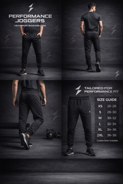 Black joggers & sweatpants for men front view slim fit design New Sports Wears