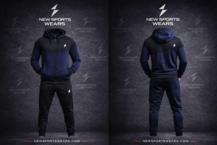 Gym tracksuit for men front view slim fit hoodie and joggers set