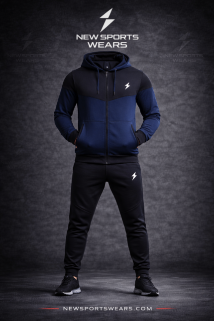 Gym tracksuit back view hooded sportswear set