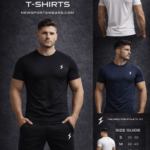 Black muscle fit T-shirt for men front view slim athletic gym wear