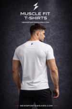 Muscle fit T-shirt back view men gym wear design