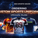 Custom sports uniforms guide cover image showing team jerseys, fabric options, and design process for professional sportswear manufacturing