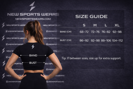 Women athletic crop top back pose lightning performance design