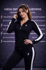 Women gym tracksuit front view athletic fit activewear by Newsportswears