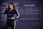 Women gym tracksuit size guide chest and waist measurements chart