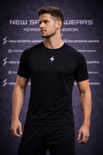 Men athletic running t shirt back pose breathable training wear