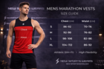 Male athlete running wearing marathon vest performance training wear
