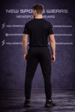 Men athletic track pants back pose tapered training wear