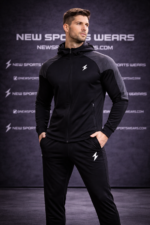 Men running tracksuit front view athletic slim fit training set Newsportswears