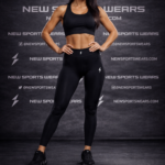 Black high waist gym leggings for women front view premium compression fit