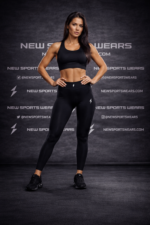 Black high waist gym leggings for women front view premium compression fit