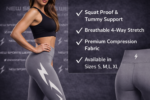 Premium stretch compression fabric grey fitness leggings close up