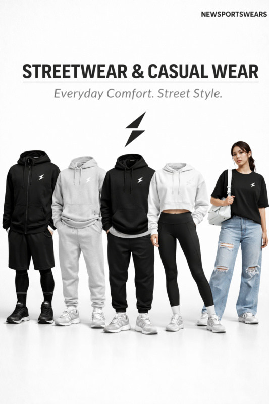 Streetwear and casual wear collection modern black and white outfits Newsportswears