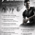 performance sportswear guide showing athlete in compression wear with tips on fabric technology fit durability and training performance