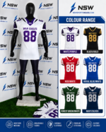 Product specs for custom American football uniform with polyester mesh fabric and athletic fit