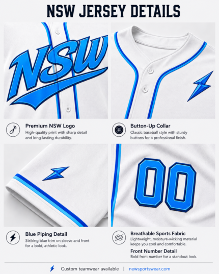 Baseball jersey size chart for NSW custom jerseys including men women youth and kids sizes