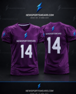 American football jersey size chart and available color range for custom team uniforms