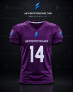 Custom American football jersey showing front logo back name and player number placement