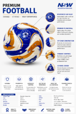 White blue gold match practice football with 32 panel design and premium PU surface