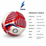 All weather size 5 red blue and white soccer ball with textured grip surface by NewSportsWears
