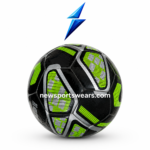 Custom soccer ball with black green and silver design for training match play and club use