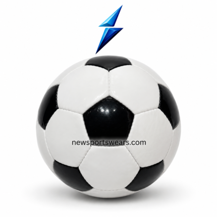 Classic black and white soccer ball with glossy finish and stitched panel design by New Sports Wears.